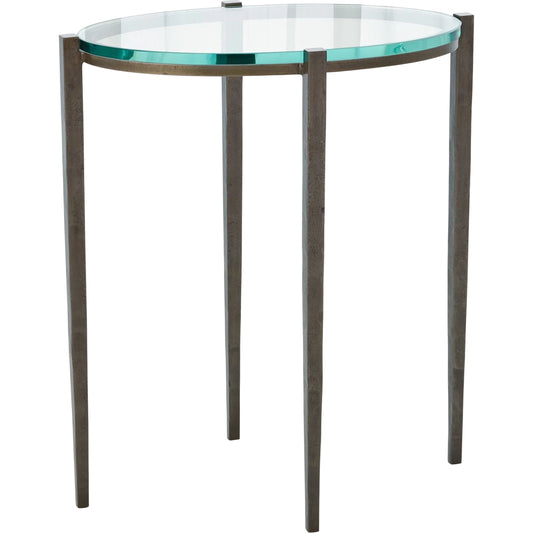 Petite Oval Accent Table by Global Views. Made from iron, tempered glass in a transitional style.