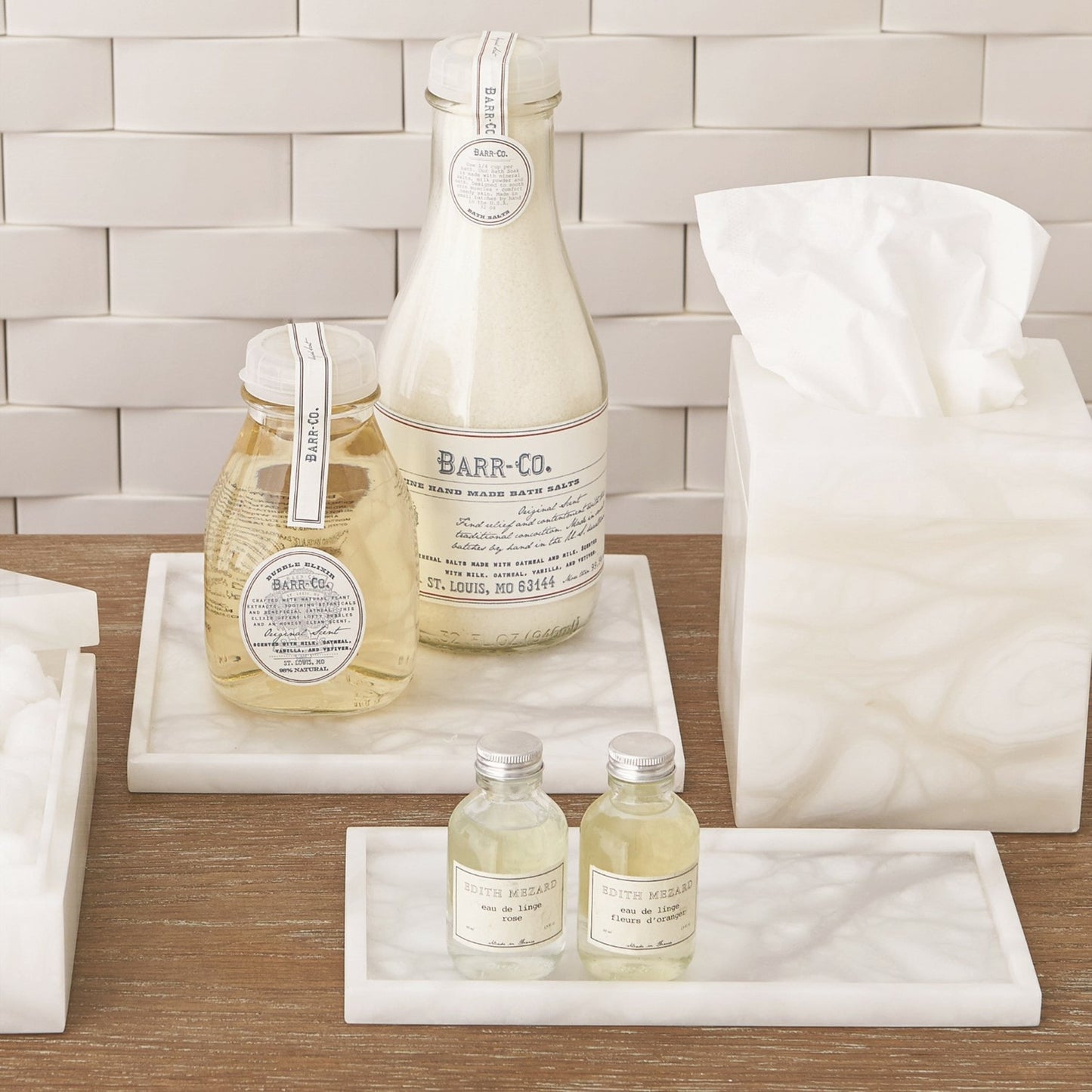 003 SR-891206 | Lifestyle | Alabaster Rectangular Plateau by Global Views. Made from alabaster in a modern style.