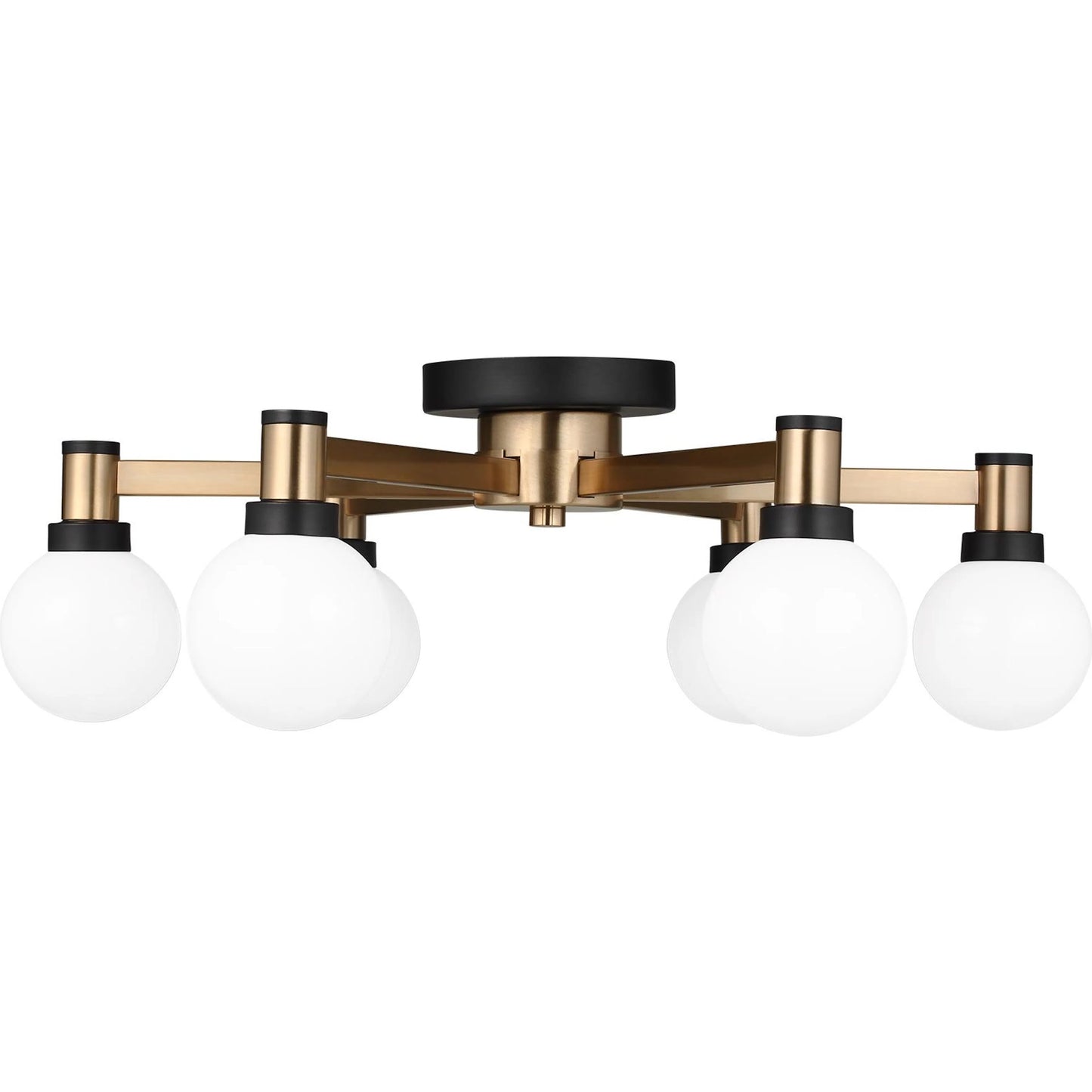 001 SI-2240976 | Primary Silo | Judd Six Light Semi-Flush Mount by Visual Comfort & Co. in satin brass. Made from steel in a modern style.