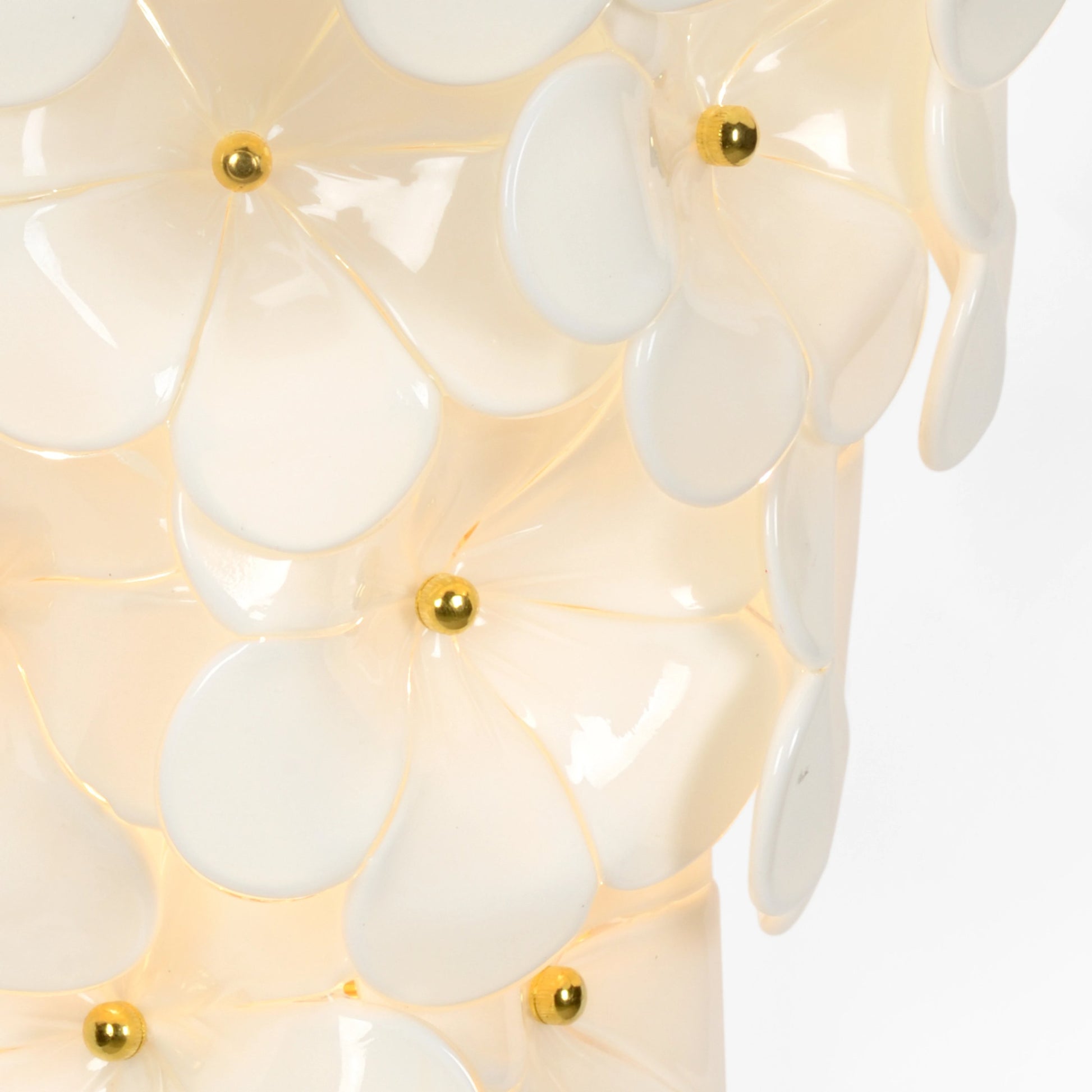 Glass Flower Wall Sconce by Chelsea House in polished brass, white. Made from metal, glass in a cottage & farmhouse style.
