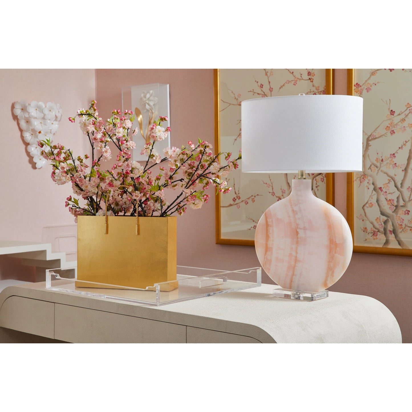 003 SR-782490 | Lifestyle | Glass Flower Wall Sconce by Chelsea House in polished brass, white. Made from metal, glass in a cottage & farmhouse style.