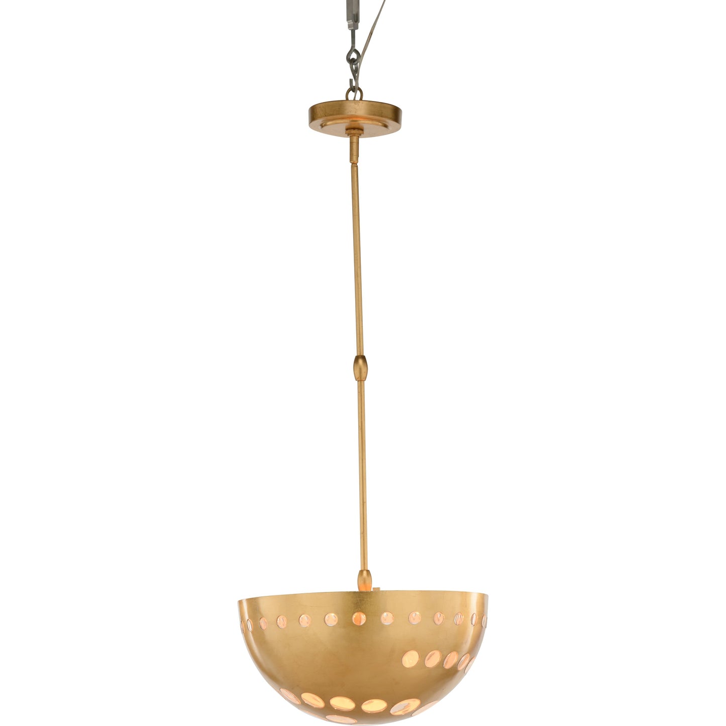 001 SI-2104669 | Primary Silo | Cirque Pendant by Chelsea House in antique gold leaf, clear. Made from iron/acrylic in a modern style.