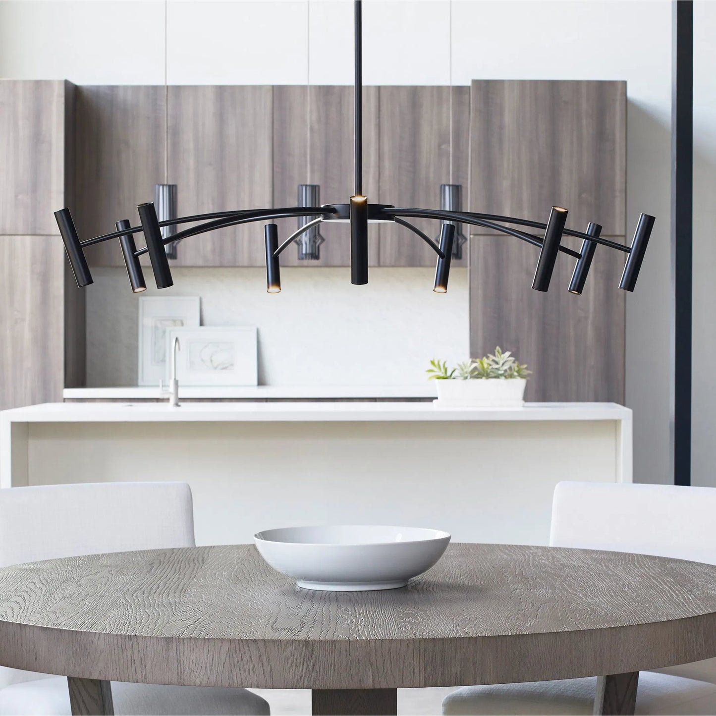 002 SI-2227075 | Additional Silo | Aerial 55 Chandelier by Visual Comfort & Co. in matte black. Made from aluminum in a unique style.
