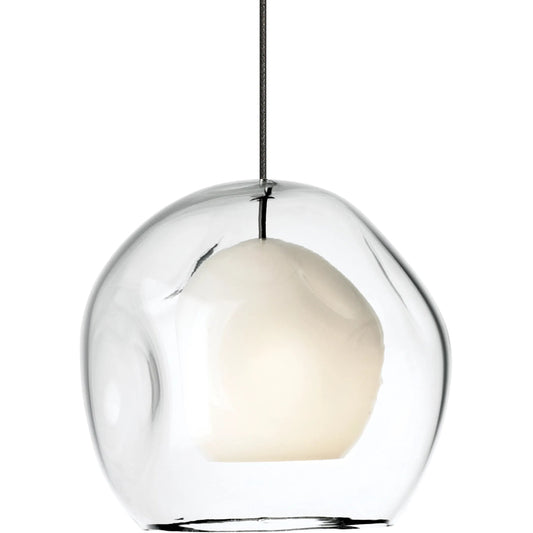 Mini Jasper Pendant by Visual Comfort & Co. in white. Made from glass in a modern style.
