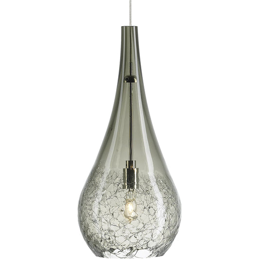 Seguro Pendant by Visual Comfort & Co. in satin nickel and smoked glass. Made from glass in a modern style.