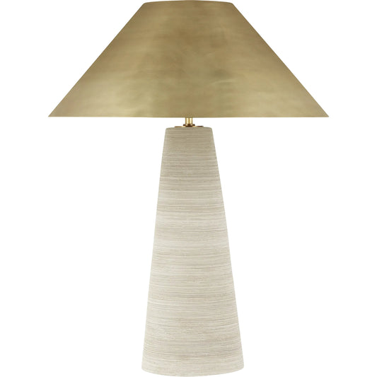 Karam Medium Table Lamp by Visual Comfort & Co. in natural brass. Made from ceramic in a transitional style.