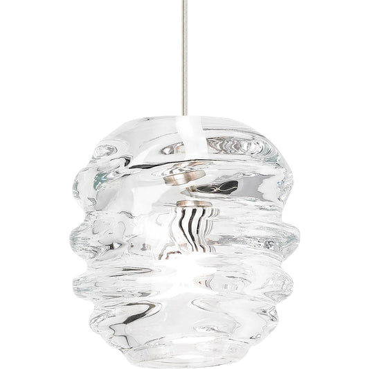 Audra  Pendant by Tech Lighting in satin nickel, clear glass. Made from glass in a modern style.