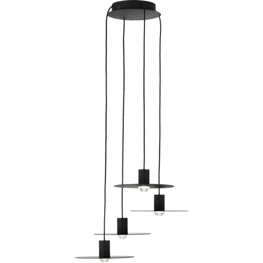 Eaves 4-Light Chandelier by Visual Comfort & Co. in nightshade black. Made from aluminum or brass in a modern style.