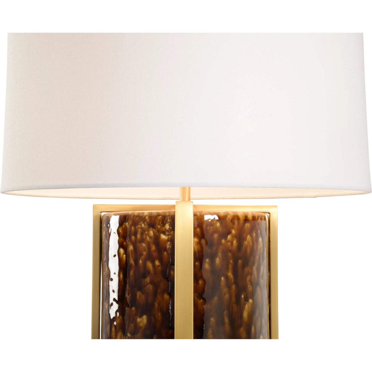000 SI-2104741 | Closeup | Tortoise Ceramic Lamp by Chelsea House in mottled brown glaze, brass. Made from unique in a modern style.