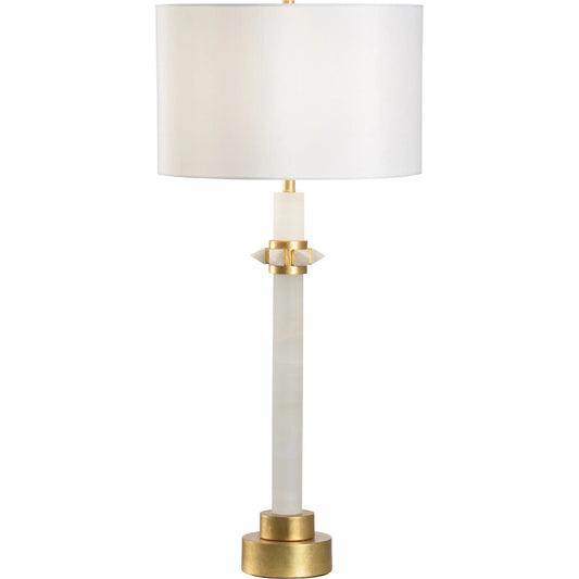 Jackie Alabaster Table Lamp by Chelsea House in white, cream, gold and natural white, k9, antique gold leaf. Made from unique in a modern style.