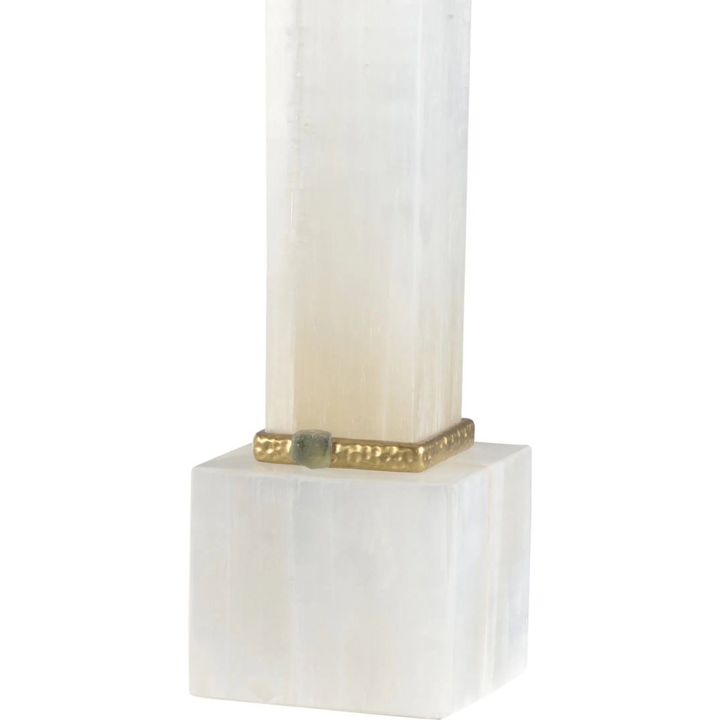 002 SI-2334664 | Closeup | Alabaster Column Lamp with Gold/Stone Rings by Chelsea House in white, cream, gold and natural white, green, textured brass. Made from unique in a modern style.