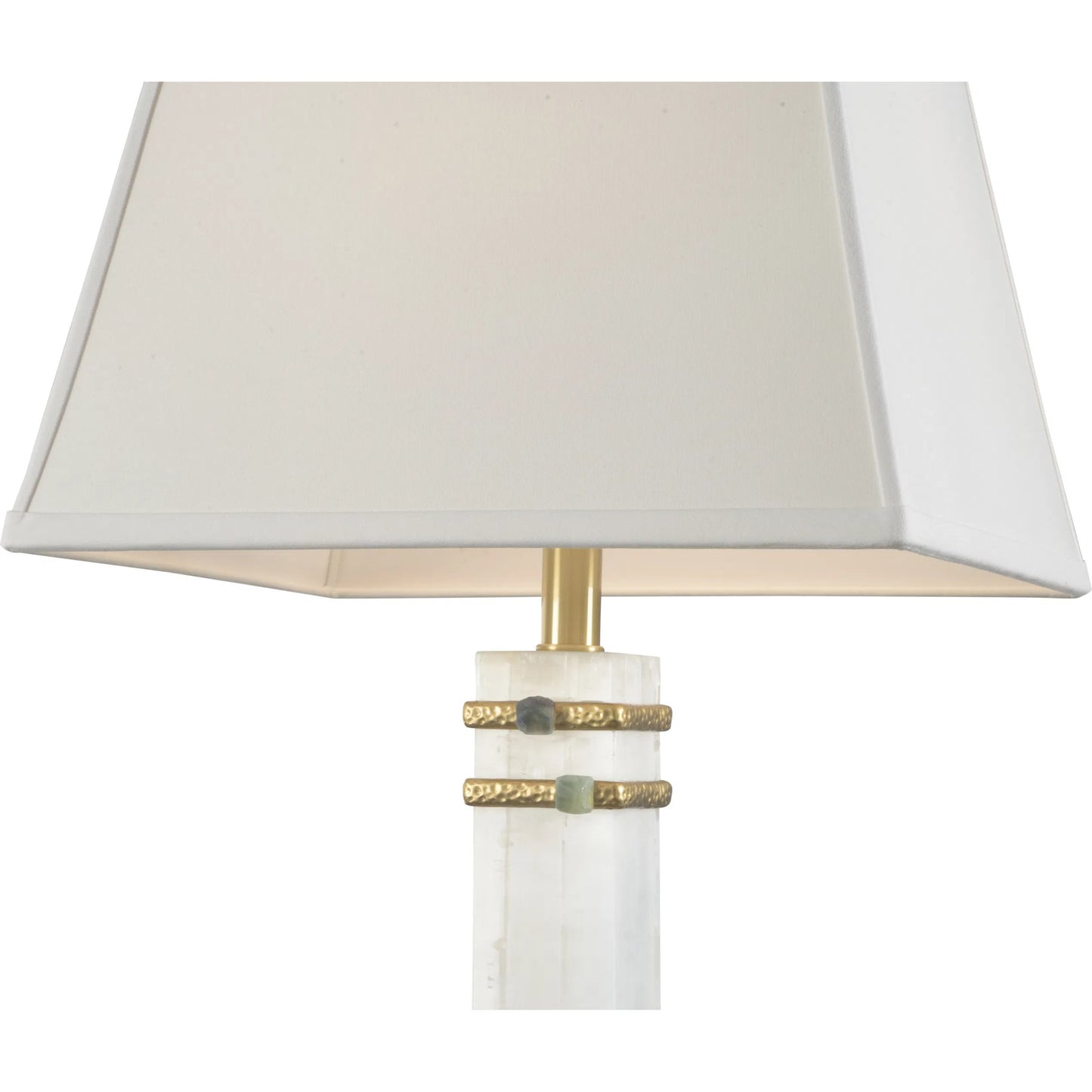 003 SI-2334664 | Closeup | Alabaster Column Lamp with Gold/Stone Rings by Chelsea House in white, cream, gold and natural white, green, textured brass. Made from unique in a modern style.