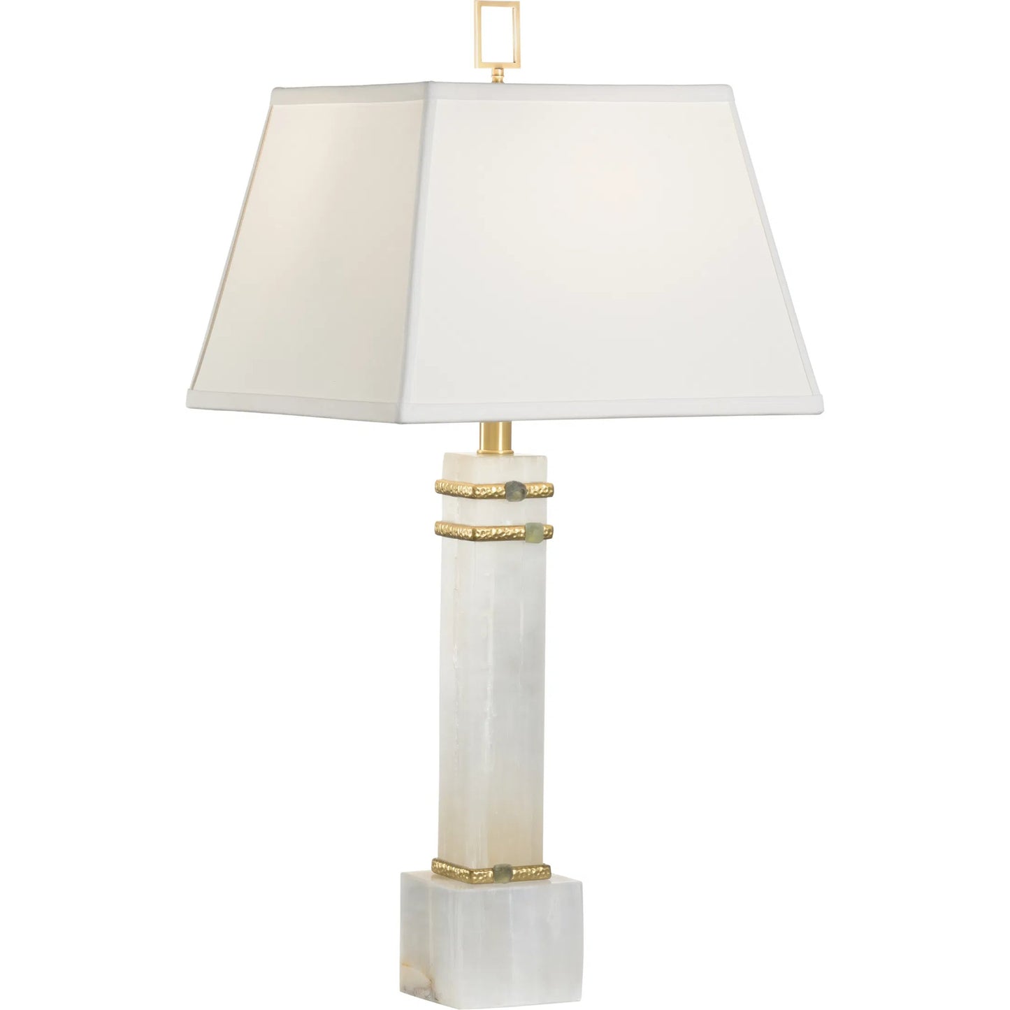 001 SI-2334664 | Primary Silo | Alabaster Column Lamp with Gold/Stone Rings by Chelsea House in white, cream, gold and natural white, green, textured brass. Made from unique in a modern style.