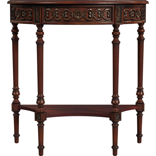 Danelle Demilune 30" Console Table by Butler Specialty Company in brown and cherry. Made from hardwood solids, wood products, wood veneers in a traditional style.