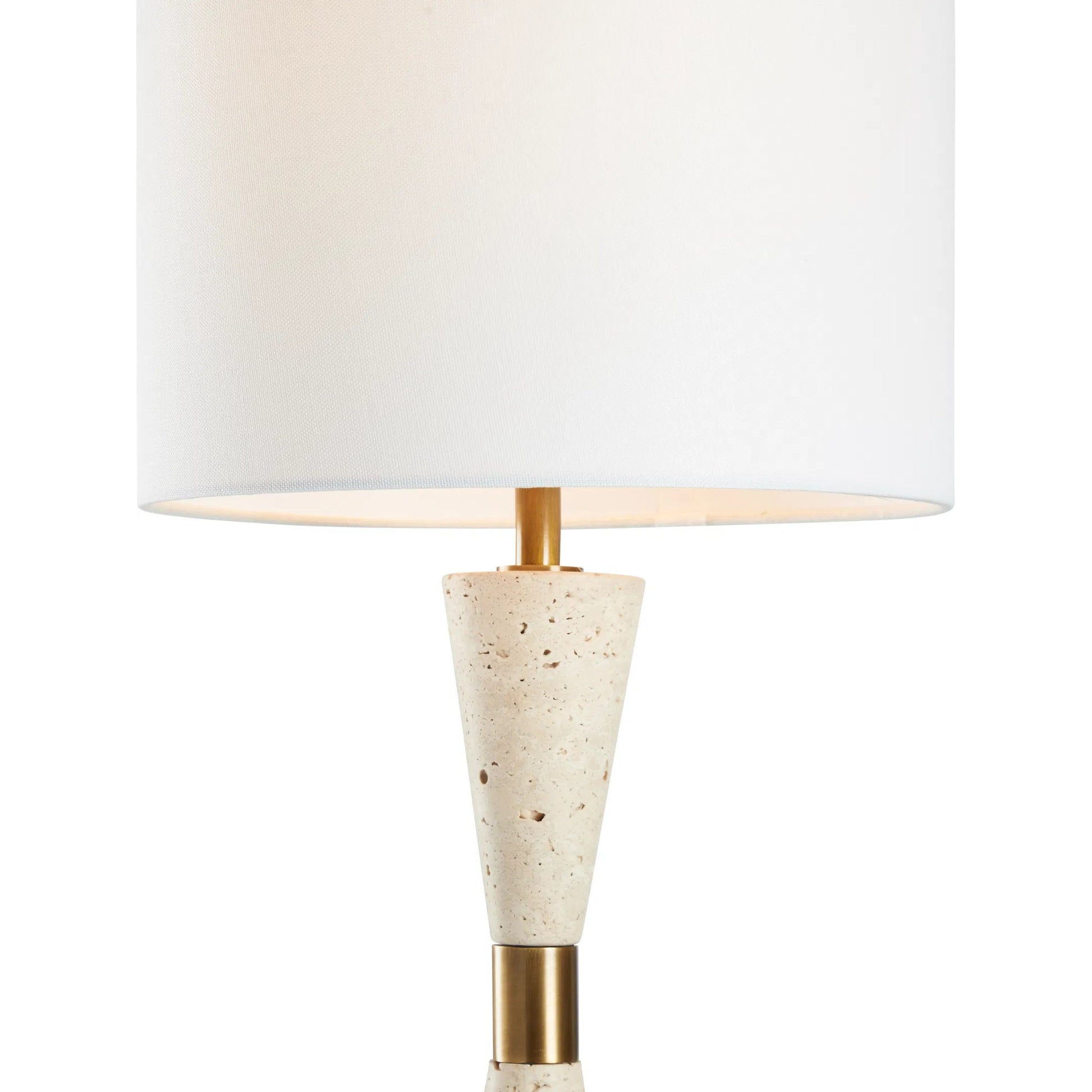 Metroline Travertine Lamp by Chelsea House in natural, antique brass. Made from unique in a transitional style.