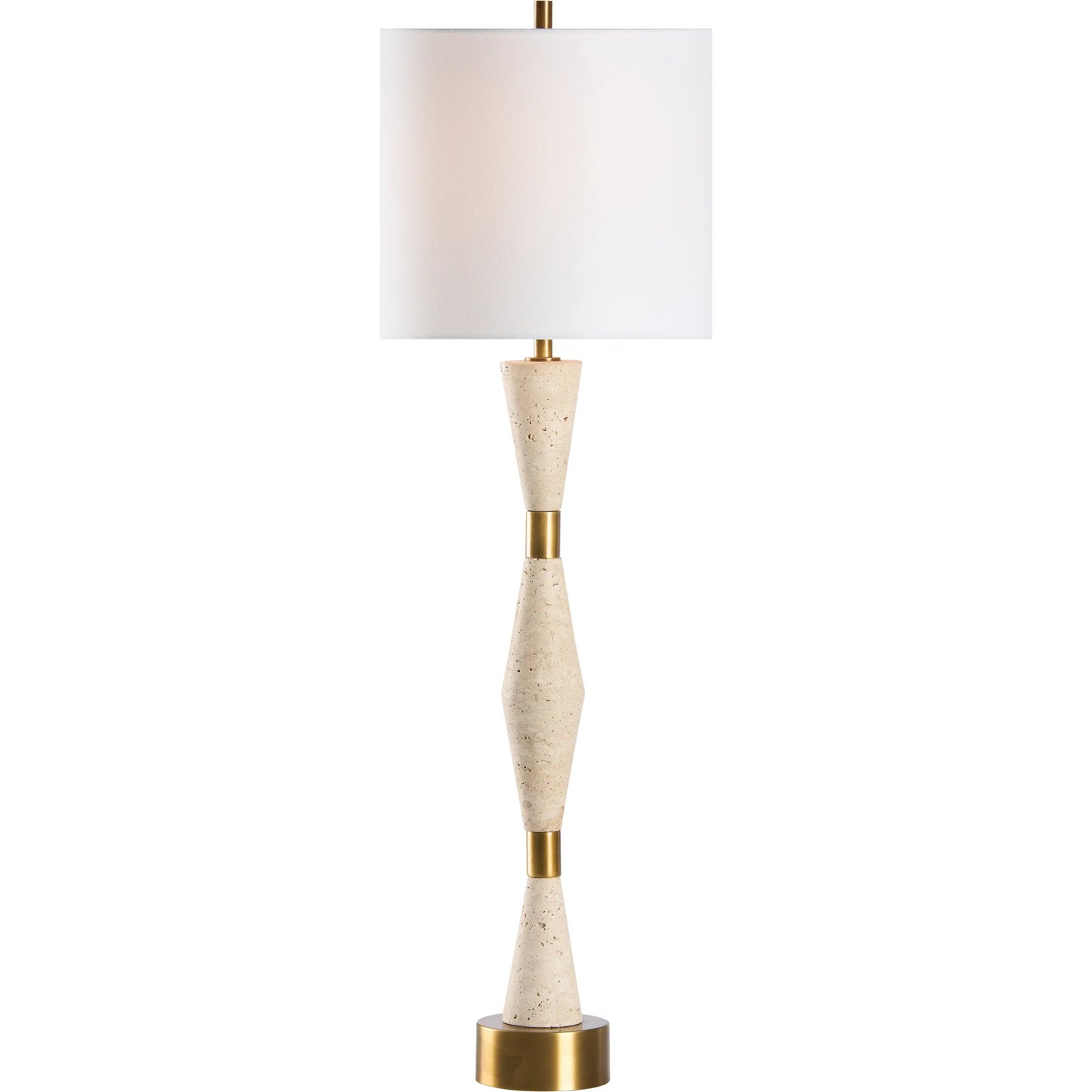 001 SI-2387779 | Primary Silo | Metroline Travertine Lamp by Chelsea House in natural, antique brass. Made from unique in a transitional style.