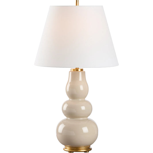 Denise Lamp by Chelsea House in beige glaze, gold leaf. Made from unique in a transitional style.