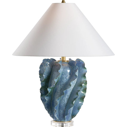 Ocean Waves Table Lamp by Chelsea House in blue, green glaze, clear. Made from unique in a coastal style.