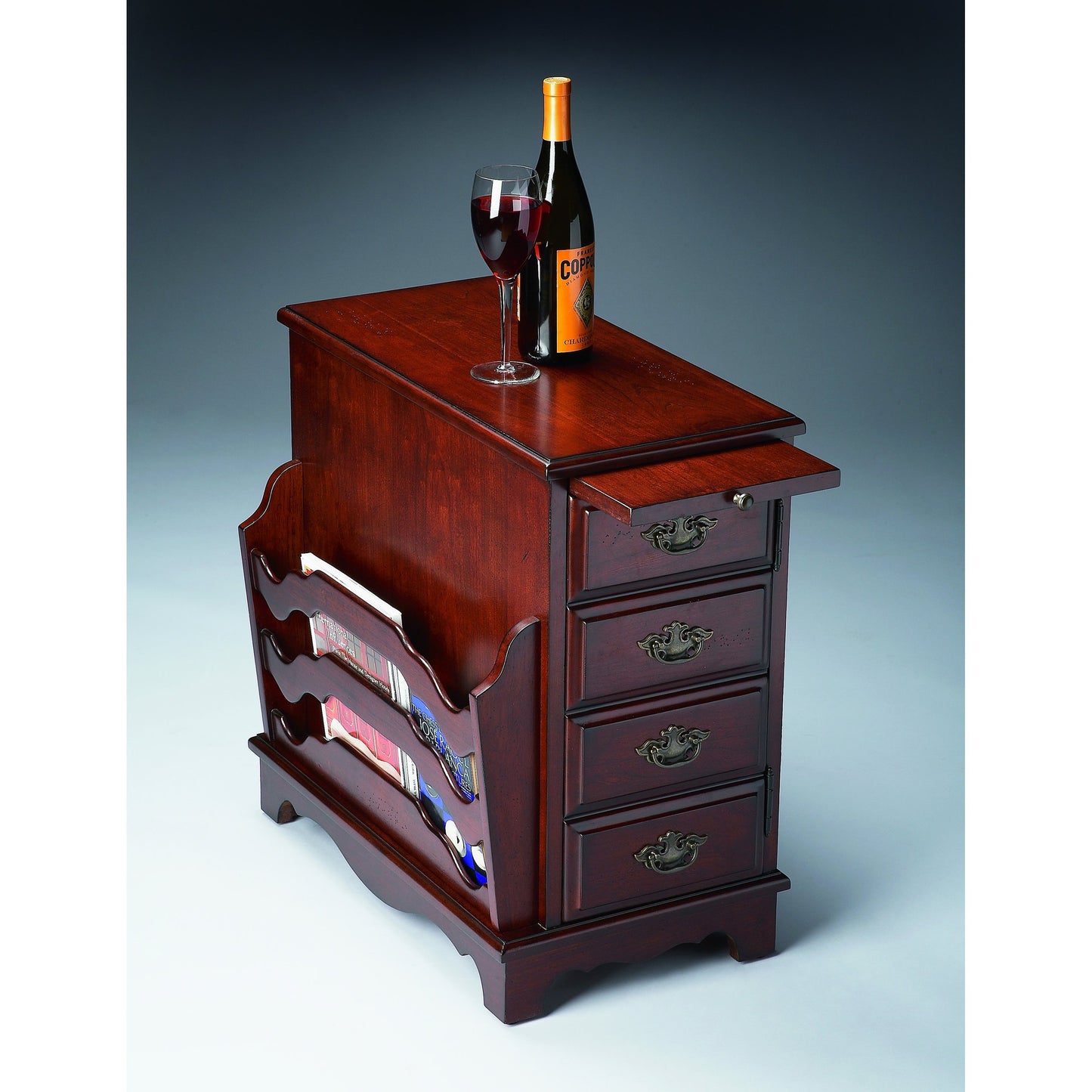 002 O-BUTLER-7038024 | Additional Silo | Gregory Magazine Table by Butler Specialty Company in dark brown and plantation cherry. Made from rubberwood solids, mdf, cherry veneer in a traditional style.