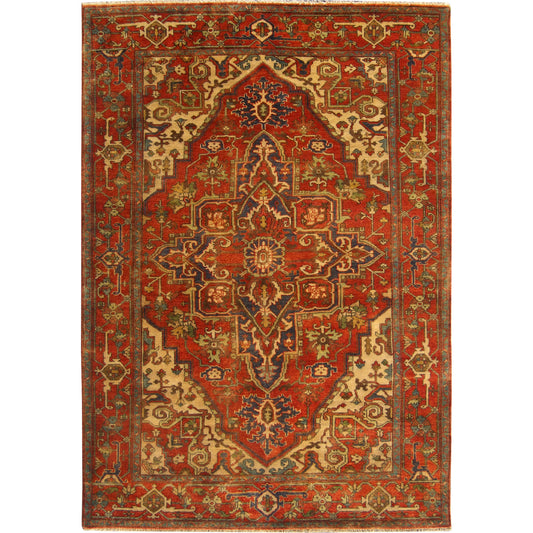 Antique Weave Serapi 7045 Rug by Exquisite Rugs in rust, ivory. Made from new zealand wool in a unique style.