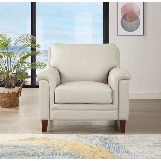 Westcott Chair by Hydeline in vanilla white. Made from leather in a transitional style.