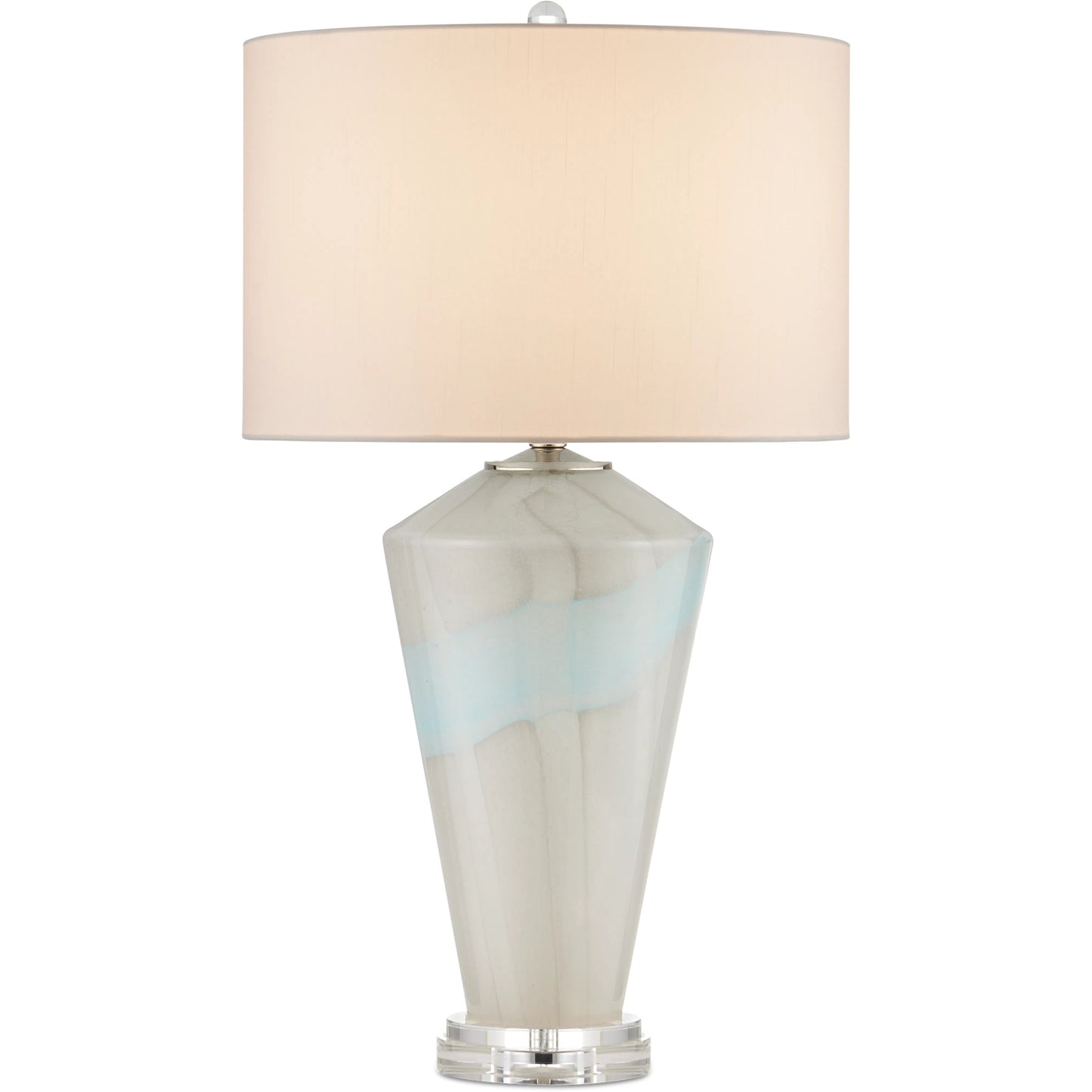 001 SI-2191718 | Primary Silo | Floating Cloud Table Lamp by Currey and Company in pale gray, light blue, clear, polished nickel. Made from glass, optic crystal, metal in a modern style.