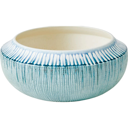 001 SI-2324510 | Primary Silo | Striped Flair Bowl by Global Views in blue and white. Made from unique in a eclectic & global style.