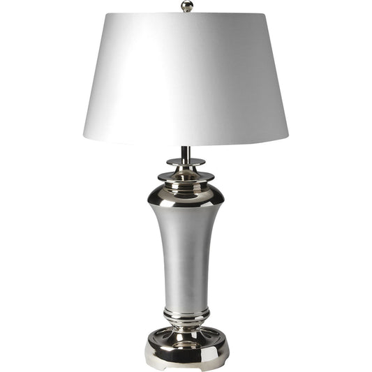 001 O-BUTLER-7113116 | Primary Silo | Nickel Finish Table Lamp by Butler Specialty Company in silver and hors d'oeuvres. Made from aluminum, iron harp, shade material: cotton in a modern style.