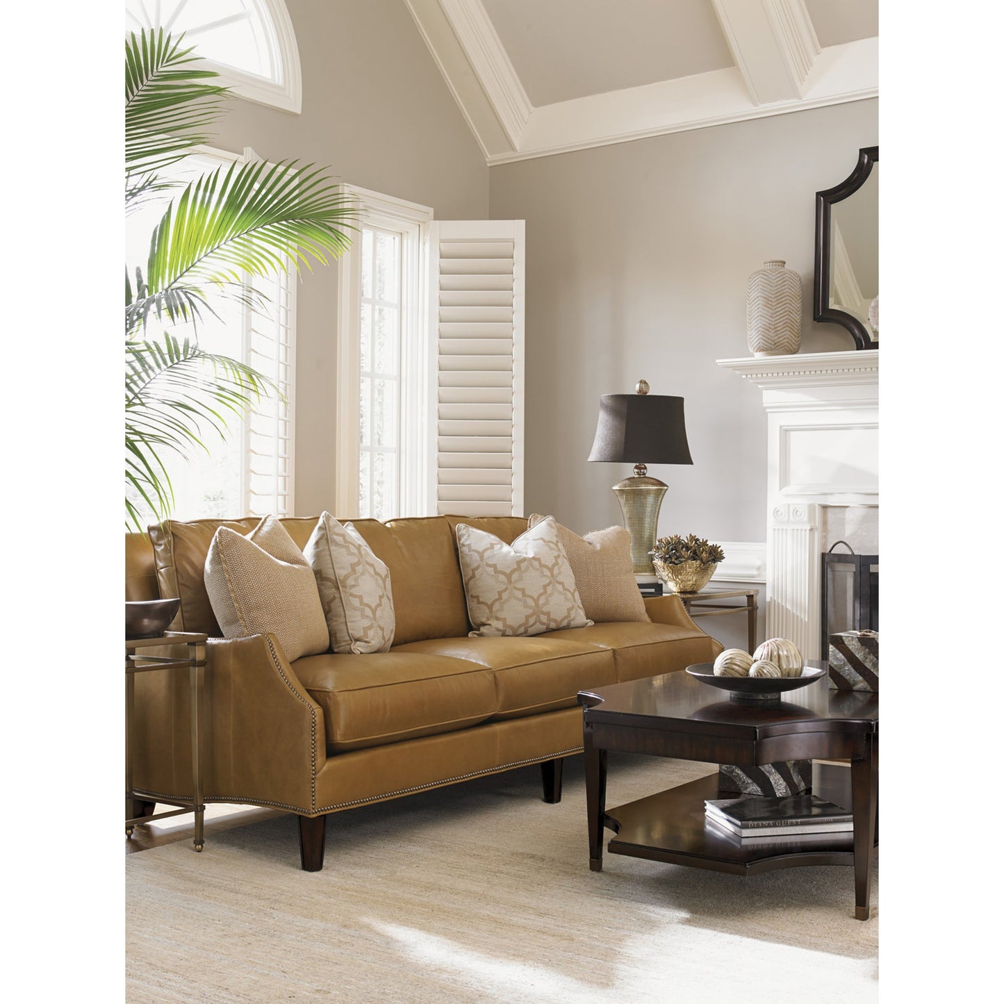 007 SR-835620 | Lifestyle | Richmond Rectangular Cocktail Table by Lexington in ribbon stripe mahogany. Made from unique in a traditional style.