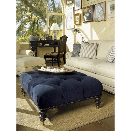 Victoria Cocktail Ottoman by Tommy Bahama Home in navy. Made from unique in a traditional style.