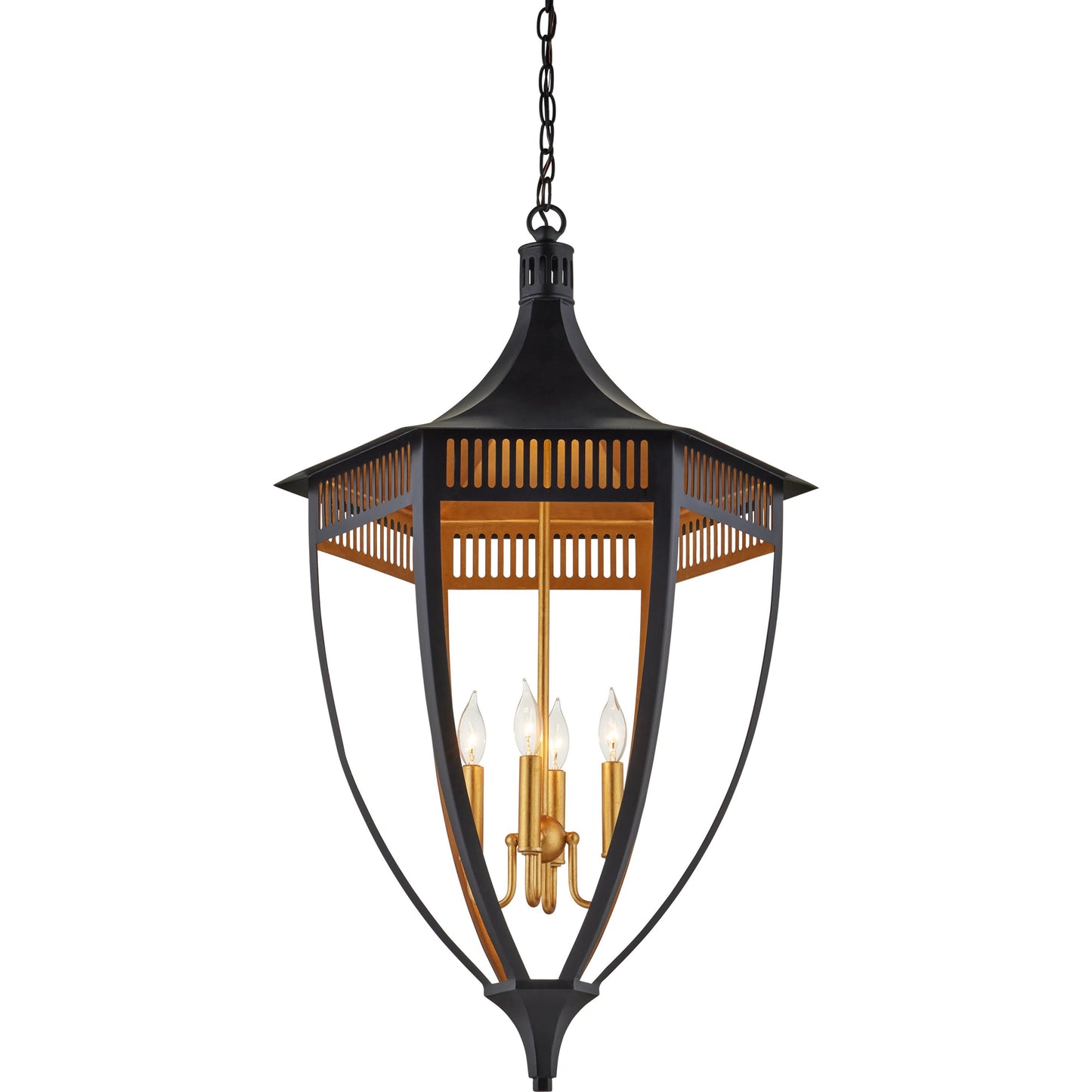 004 SI-2191875 | Additional Silo | Wycombe Lantern by Currey and Company in satin black, contemporary gold leaf. Made from wrought iron in a modern style.