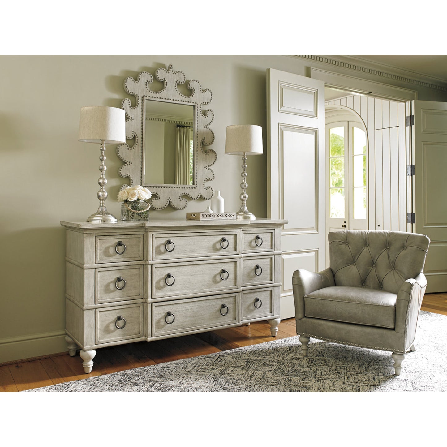 009 SR-835421 | Lifestyle | Hempstead Vertical Mirror by Lexington in seashell. Made from unique in a transitional style.