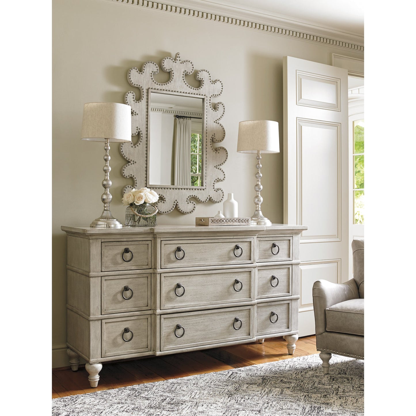 008 SR-835421 | Lifestyle | Hempstead Vertical Mirror by Lexington in seashell. Made from unique in a transitional style.