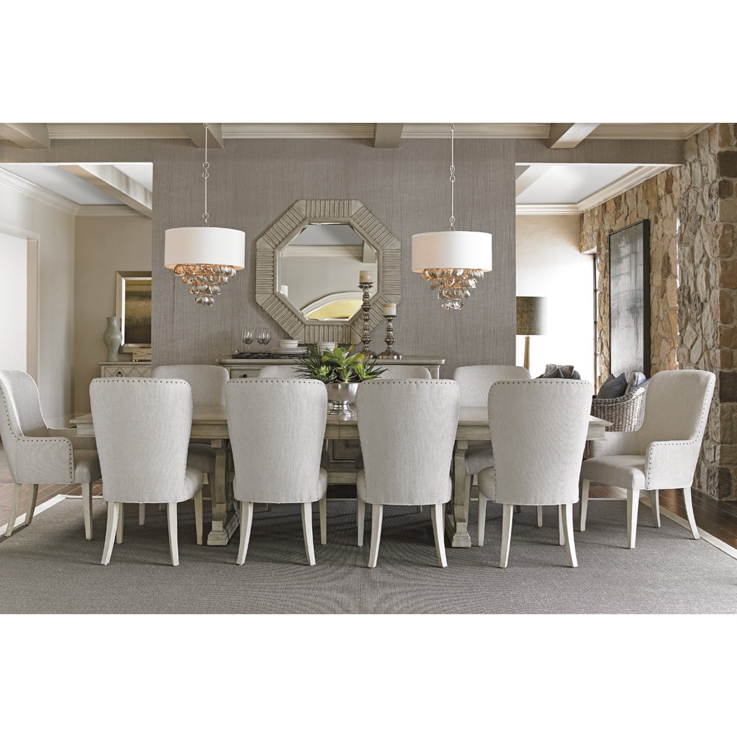 004 SR-835137 | Lifestyle | Baxter Arm Chair by Lexington in gray, ivory. Made from unique in a transitional style.