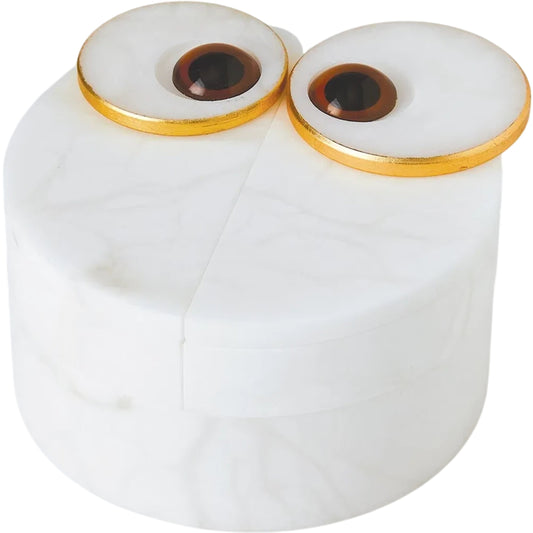 001 SI-2445543 | Primary Silo | Alabaster Owl Box by Global Views in natural. Made from alabaster, glass in a eclectic & global style.