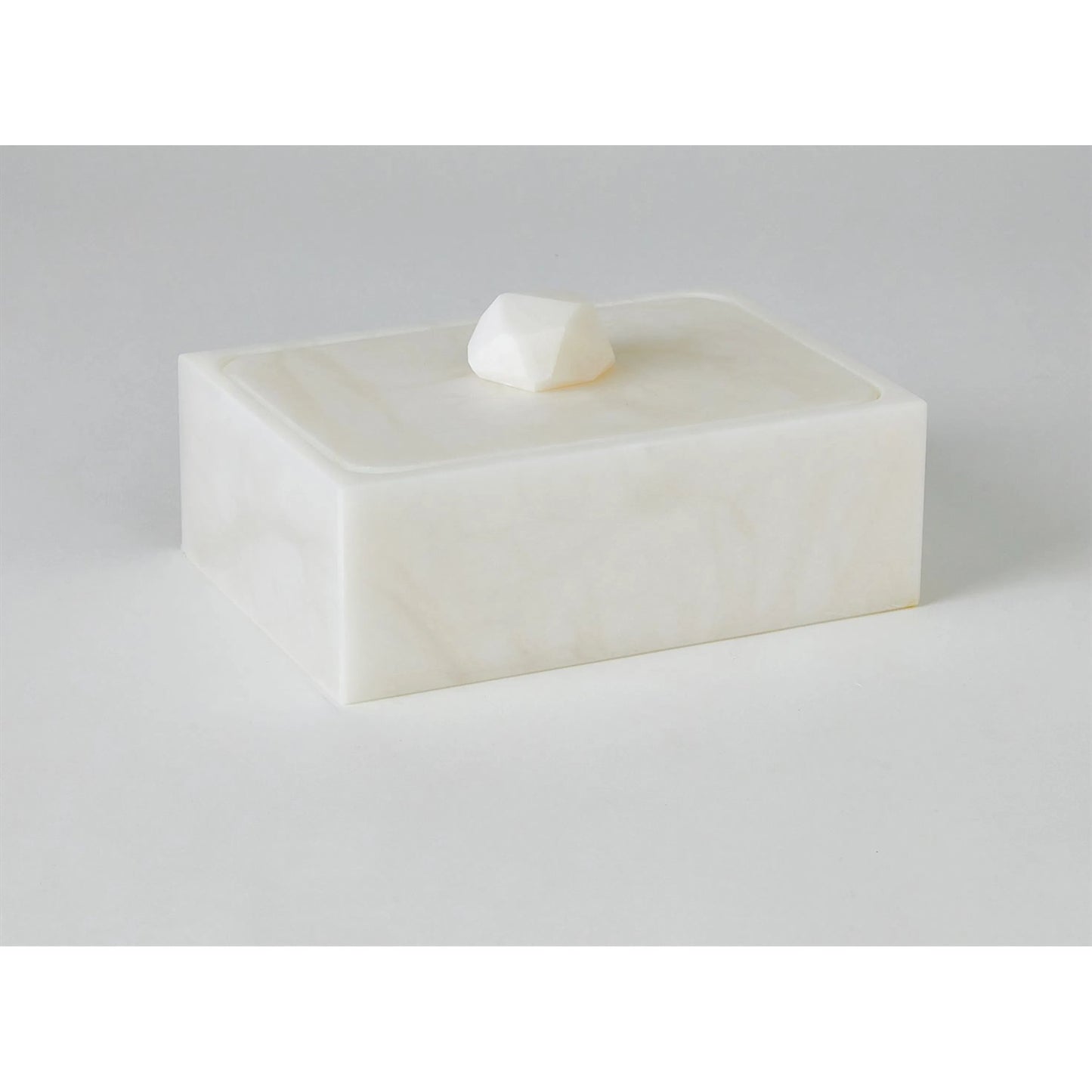 003 SI-2323530,SI-2323531 | Additional Silo | Facet Knob Alabaster Box by Global Views in white. Made from unique in a unique style.