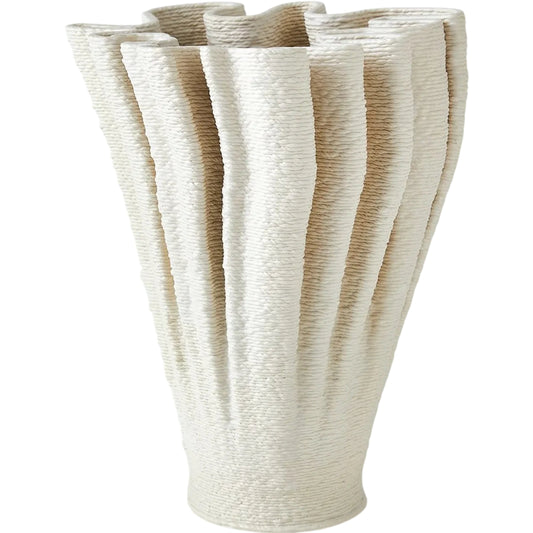 001 SI-2324293 | Primary Silo | Ripple Printed Vase by Global Views in matte white. Made from unique in a coastal style.