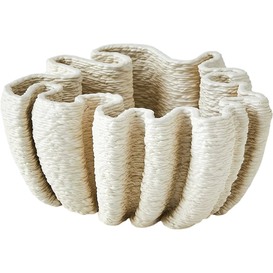 001 SI-2324295 | Primary Silo | Ripple Printed Bowl by Global Views in matte white. Made from unique in a coastal style.