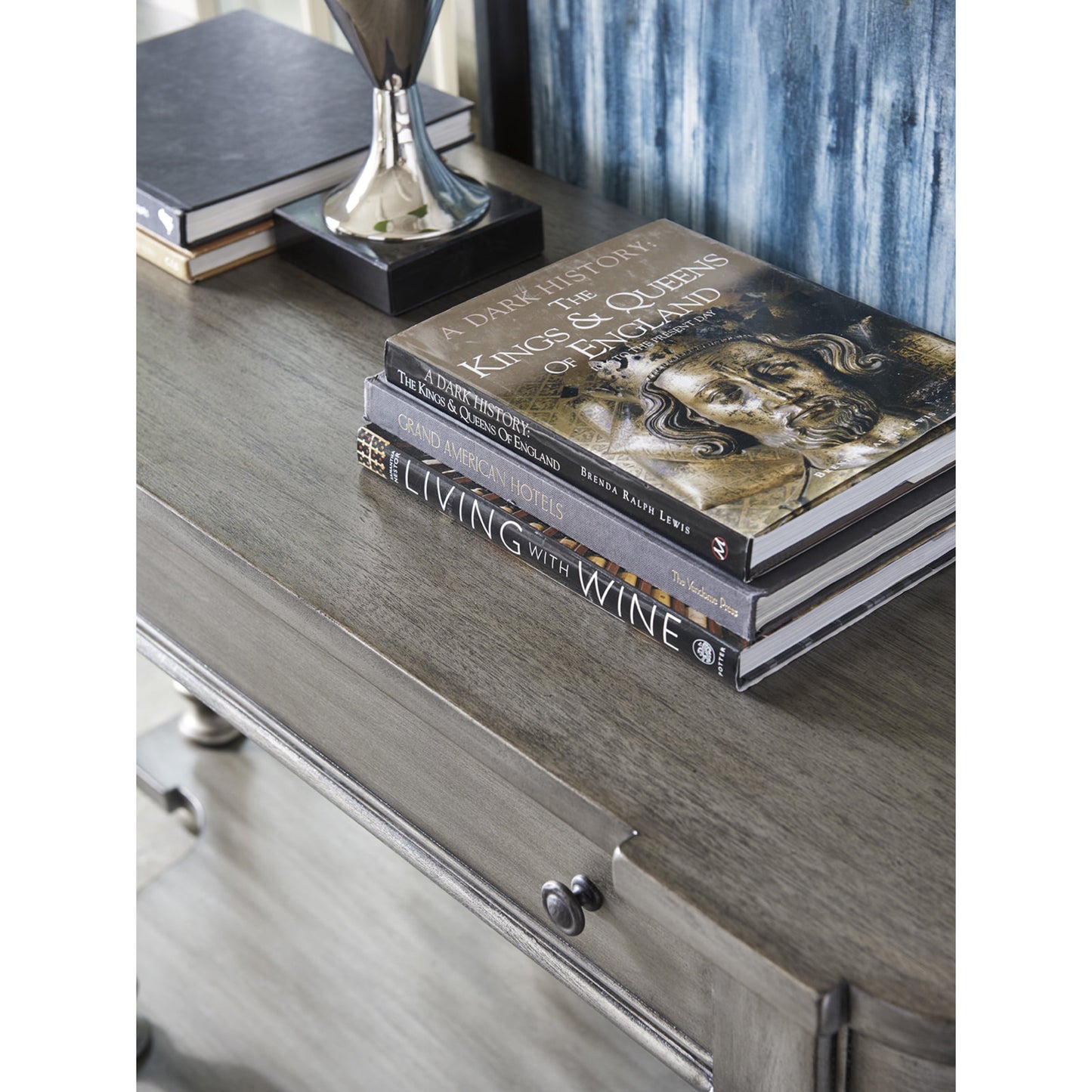 006 SR-835645 | Lifestyle | Sands Point Sideboard by Lexington in pelican gray. Made from unique in a traditional style.
