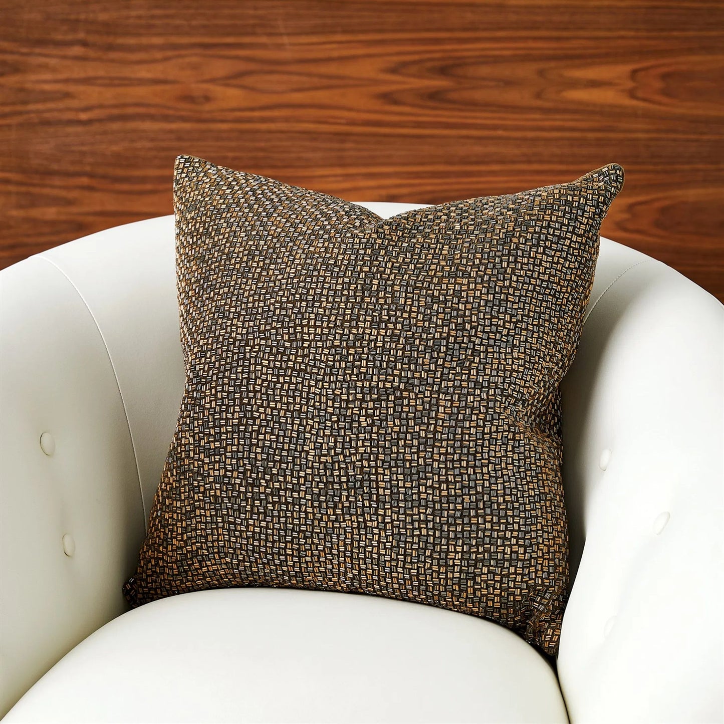 004 SI-2323199 | Lifestyle | Bugle Beaded Pillow by Global Views in gold. Made from unique in a unique style.