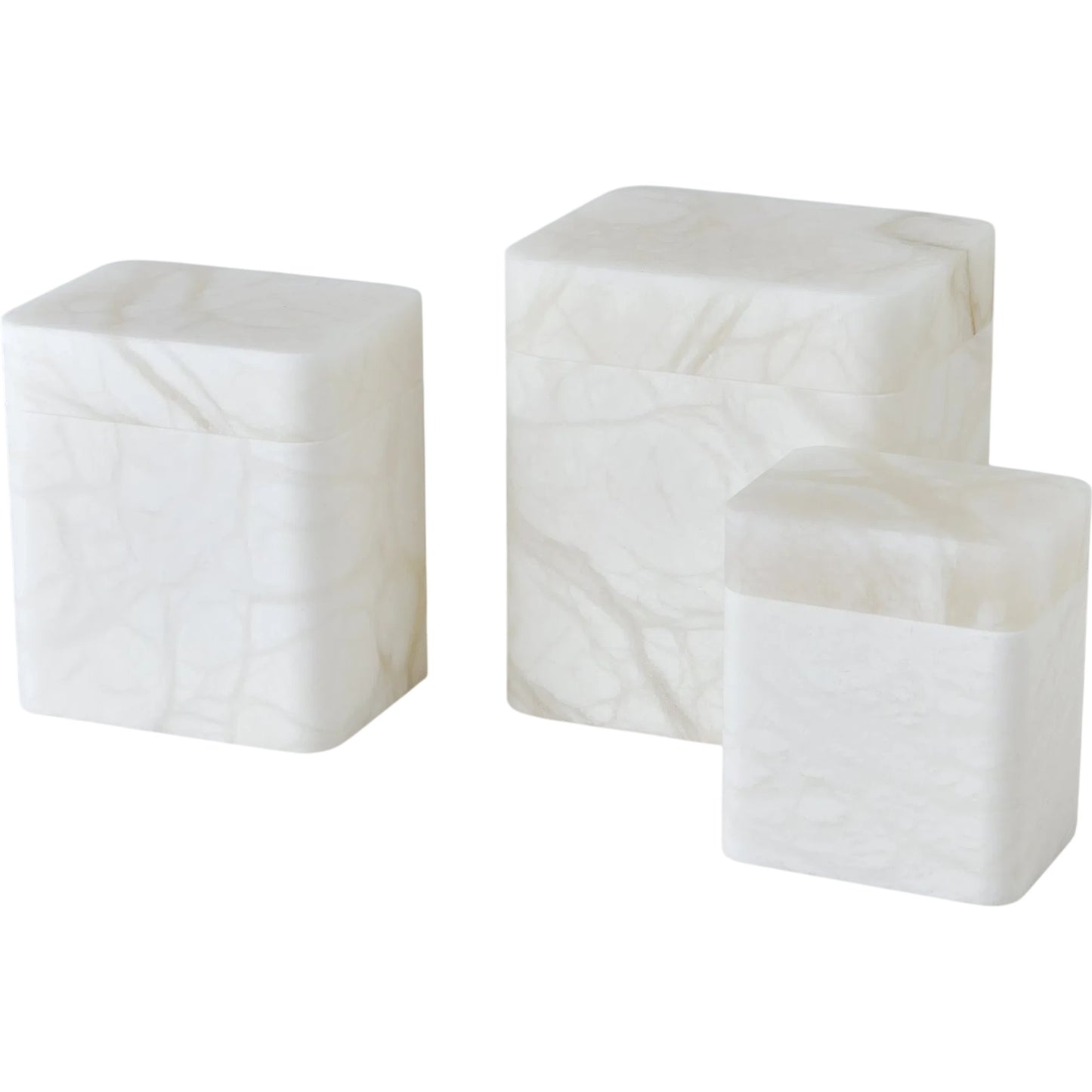 004 SI-2445760,SI-2445761,SI-2445762 | Additional Silo | Raggio Alabaster Box by Global Views in white. Made from alabaster in a unique style.