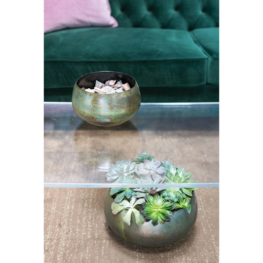 Sosa Bowl by Accent Decor in green. Made from metal in a modern style.