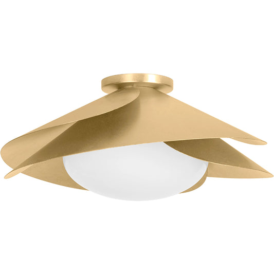 Brookhaven 1 Light Flush Mount by Hudson Valley in vintage gold leaf. Made from steel in a modern style.