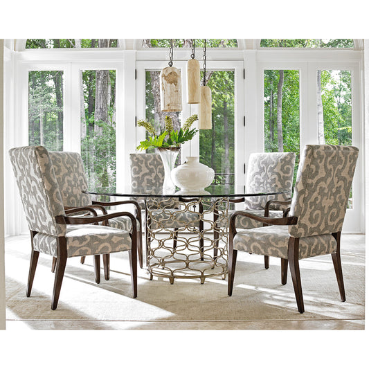 Bollinger Round Dining Table by Lexington in silver leaf. Made from unique in a transitional style.