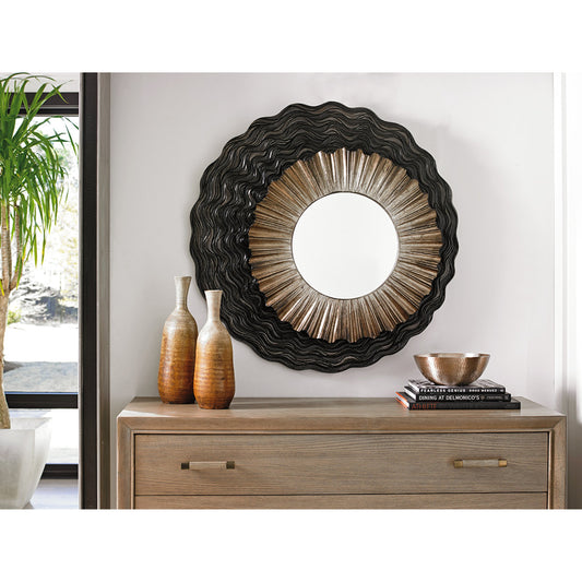 Simone Mirror by Lexington in dark walnut, burnished silver. Made from unique in a eclectic & global style.