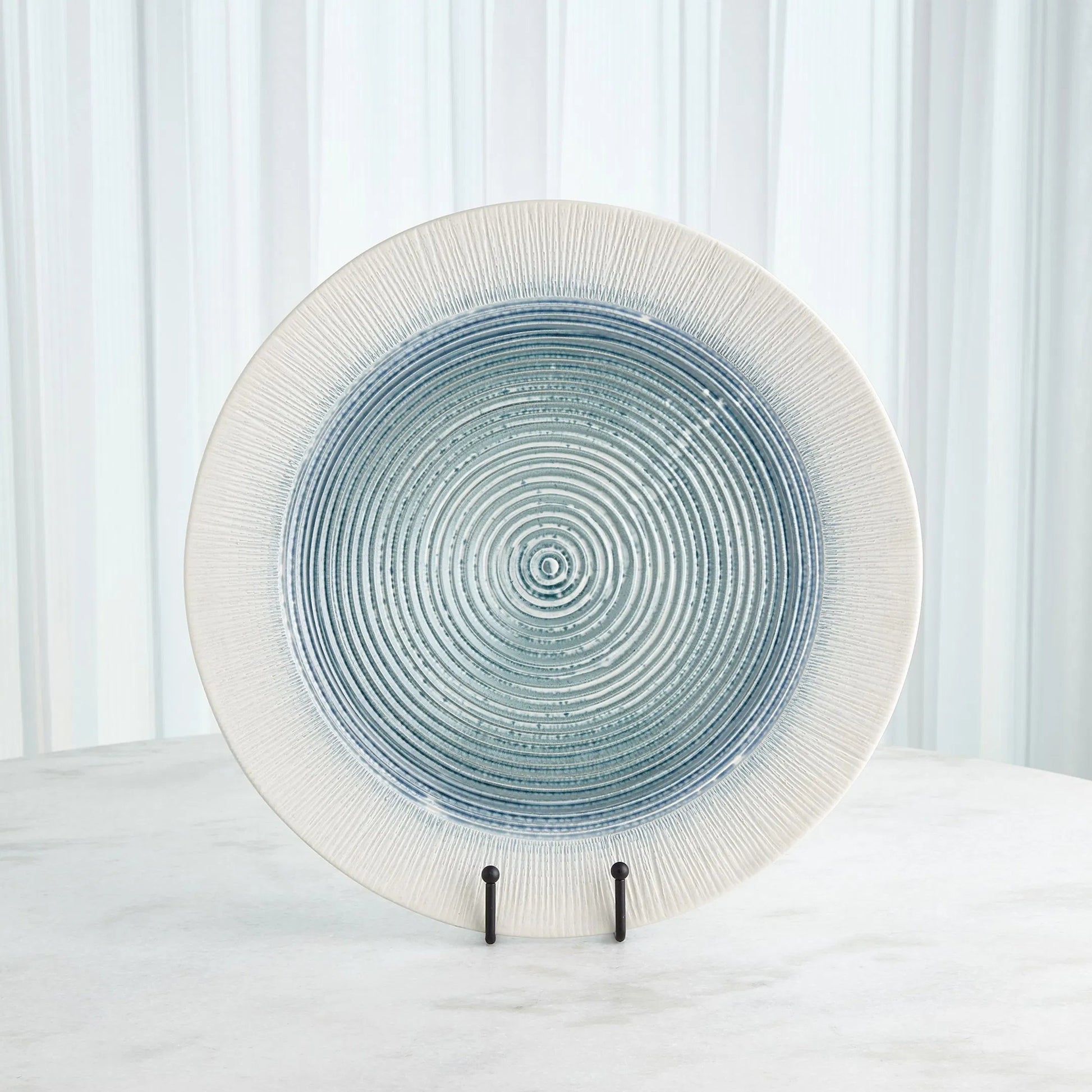 Ribbed Charger by Global Views in lamb's ear. Made from ceramic in a eclectic & global style.