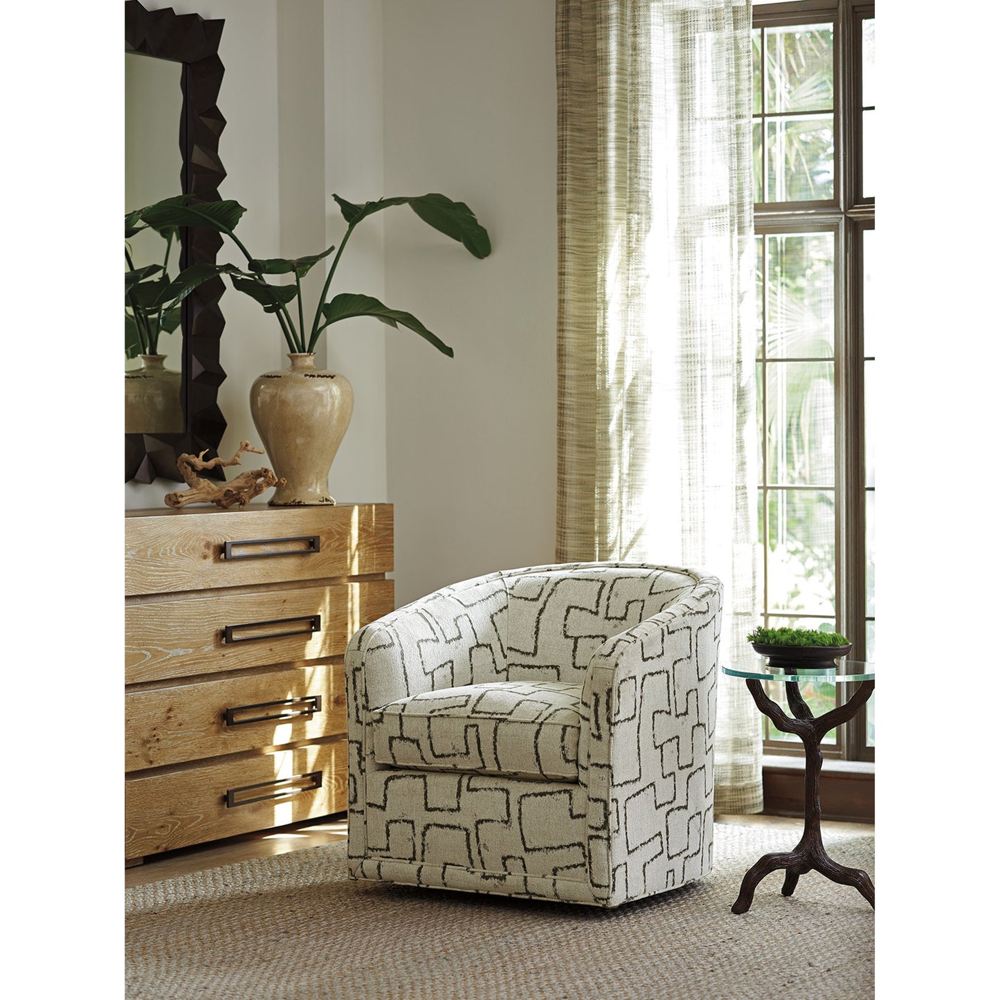003 SR-836039 | Lifestyle | Colton Swivel Chair by Tommy Bahama Home. Made from unique in a modern style.