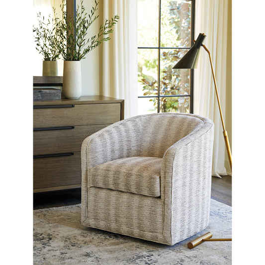 Colton Striped Swivel Chair by Lexington in beige. Made from unique in a cottage & farmhouse style.