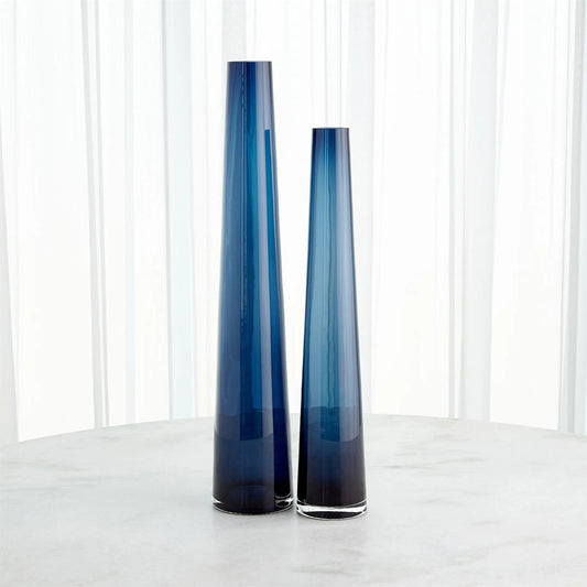 Blue Glass Tower Vase by Global Views in blue and clear. Made from unique in a eclectic & global style.