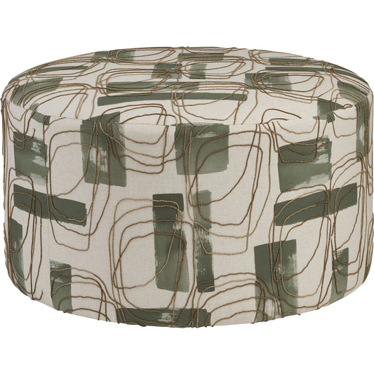 001 SI-2540547 | Primary Silo | Rendova Ottoman by Lexington in green, cream. Made from hickory, fabric in a unique style.